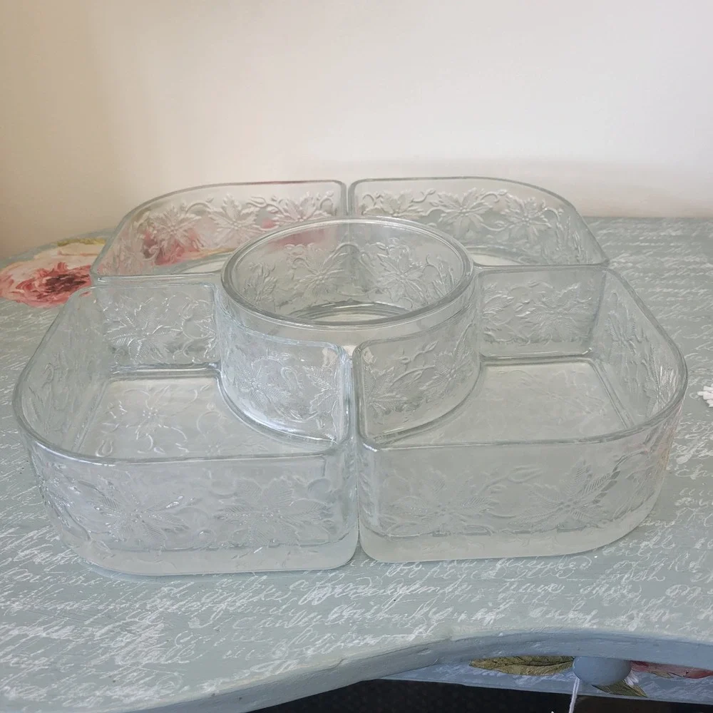 PRINCESS HOUSE Fantasia 5‎ Piece VEGGIE & DIP Tray/Server w/Glass Caddy ~ EUC!